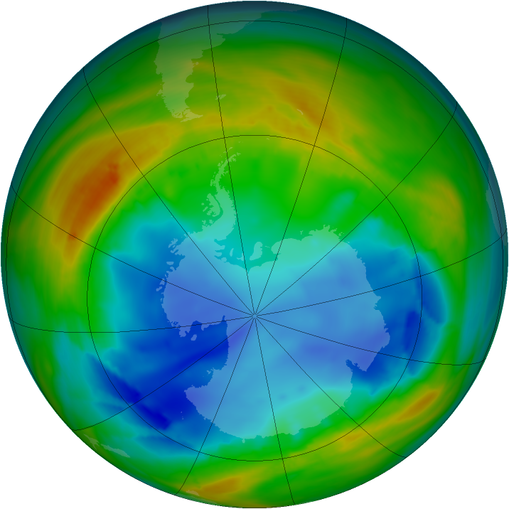Antarctic ozone map for 02 August 2007